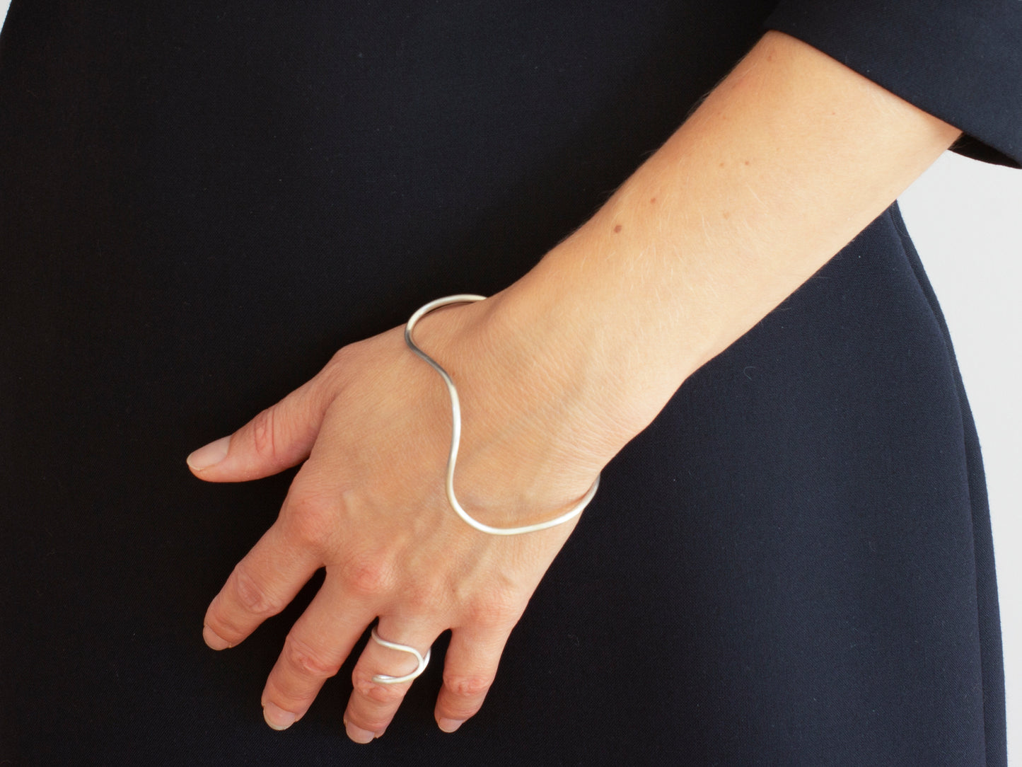 Minimalist organic silver bracelet