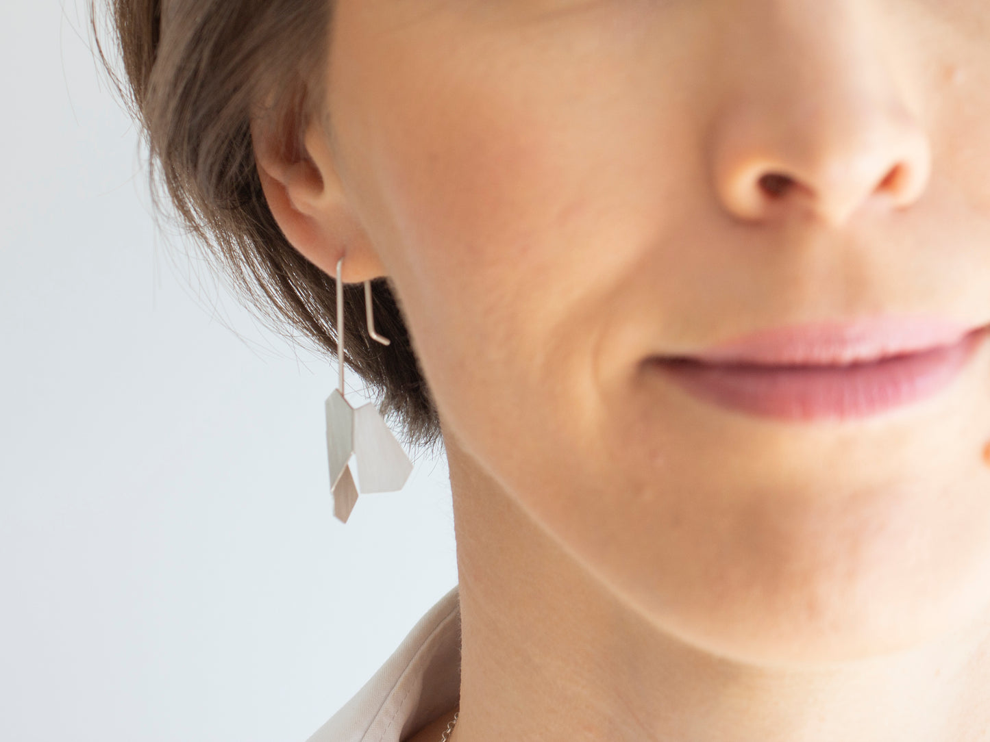 Geometric dangle sterling silver earrings