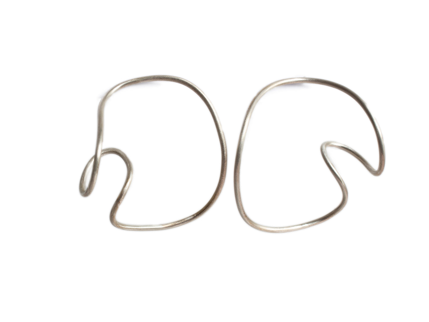 Large organic sterling silver earrings