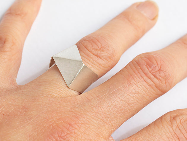 Geometric silver ring