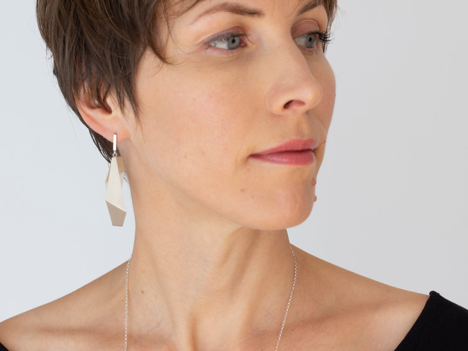 sculptural drop earrings in sterling silver