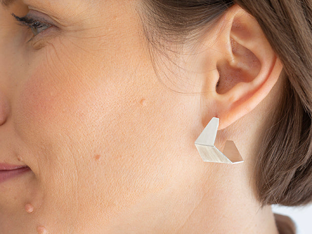 Sculptural post earrings in sterling silver