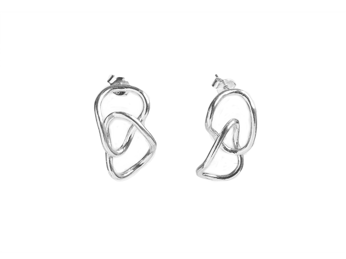 Interlinked silver earrings