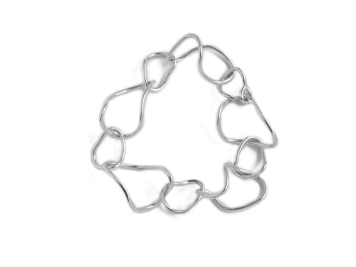 Organic link silver chain bracelet