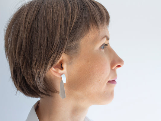 Long geometric post earrings