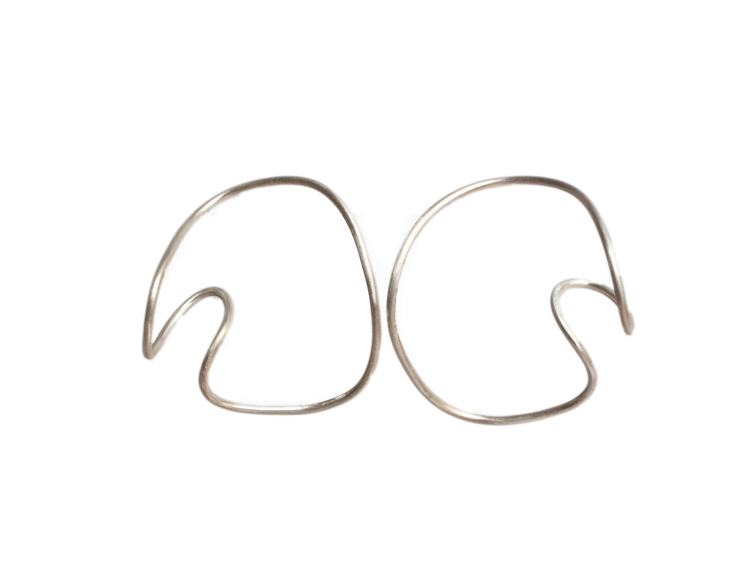 Large organic sterling silver earrings
