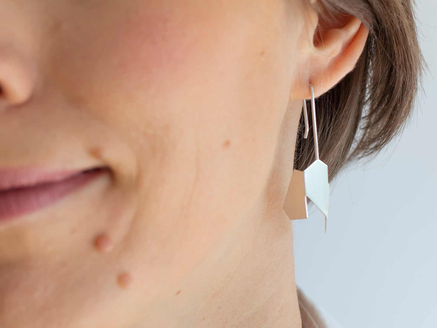 Geometric dangle sterling silver earrings