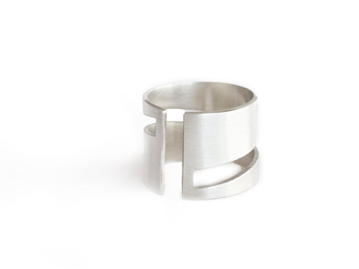 Minimalist geometric silver ring