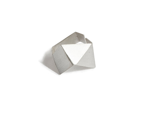 Geometric open ring in sterling silver