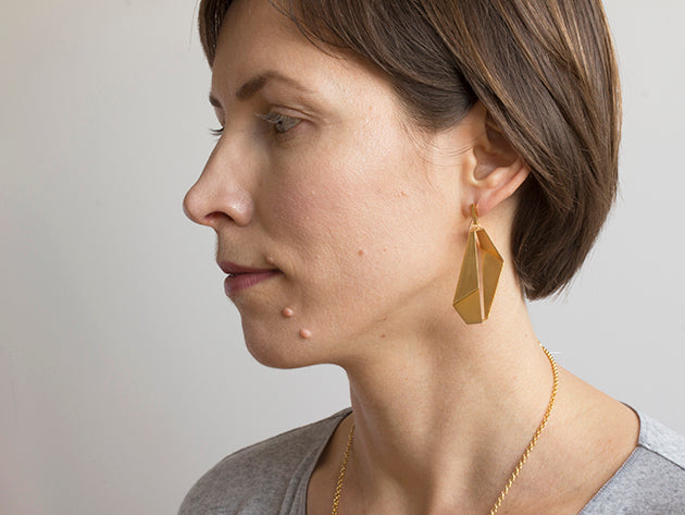 Bold architectural gold earrings