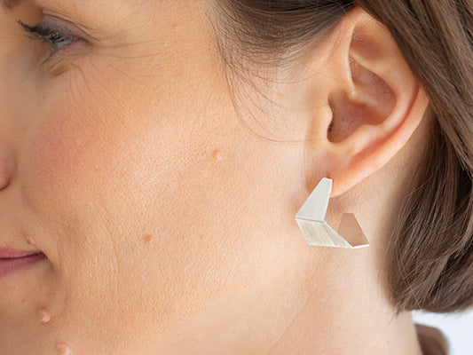 Sculptural post earrings in sterling silver