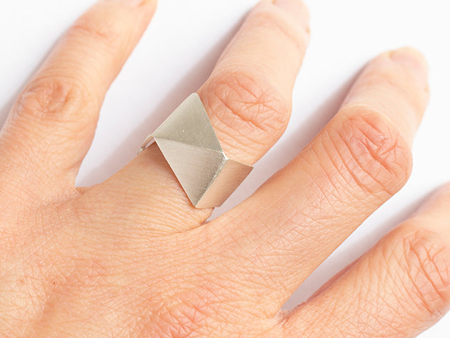 Architectural ring in sterling silver
