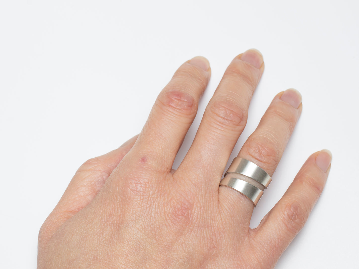 Minimalist geometric silver ring